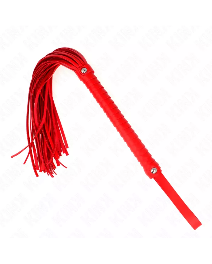 KINK - FOUET AVEC MANCHE TEXTURÉ ROUGE 48,5 CM