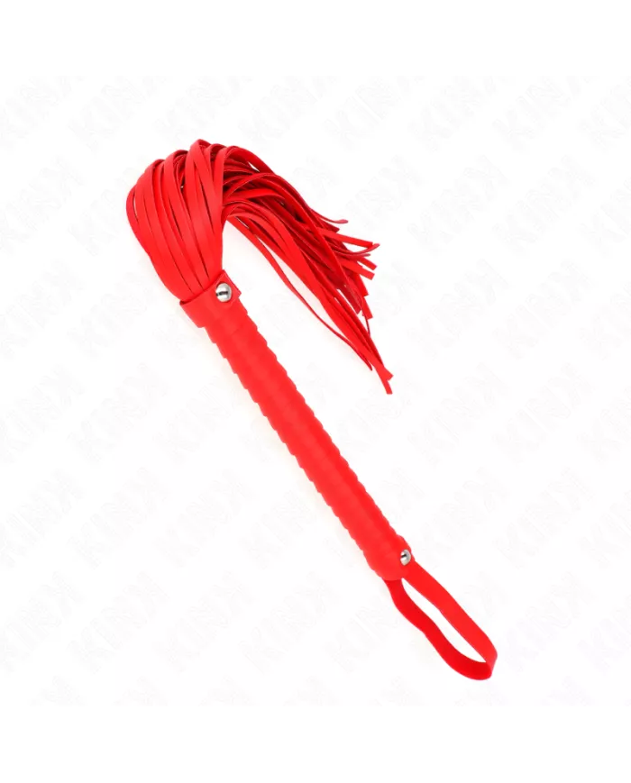 KINK - FOUET AVEC MANCHE TEXTURÉ ROUGE 48,5 CM