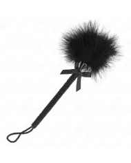 KINK - Baguette en corde de nylon avec plumes chatouillantes et noeud noir 25 cm