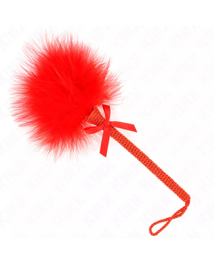 KINK - Baguette en corde de nylon avec plumes chatouillantes et noeud rouge 25 cm