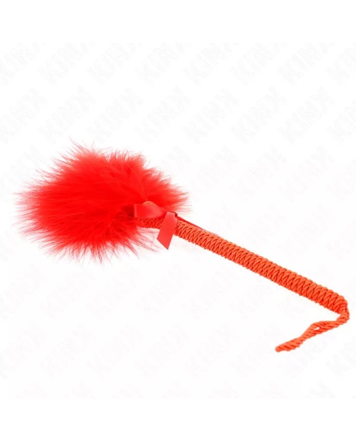 KINK - Baguette en corde de nylon avec plumes chatouillantes et noeud rouge 25 cm