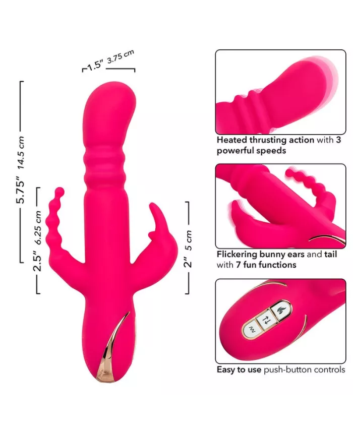 CALEXOTICS - JACK FANTASY TRIPLE VIBRATEUR CHAUFFANT LAPIN ROSE CALEXOTICS - JACK FANTASY TRIPLE VIBRATEUR CHAUFFANT LAPIN ROSE