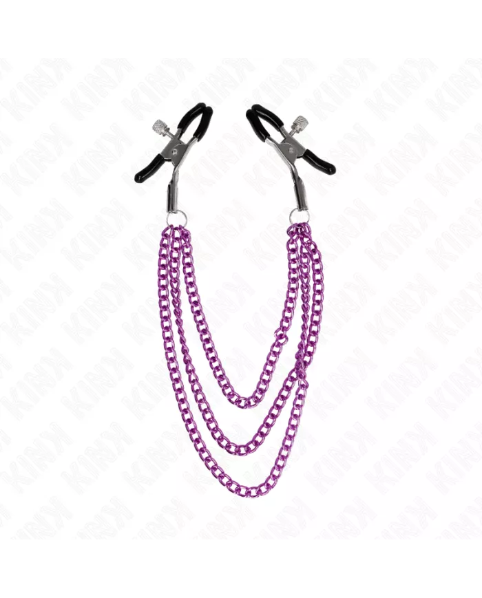 KINK - PINCES À METELIER AVEC 3 CHAÎNES VIOLET 20/23/28 CM