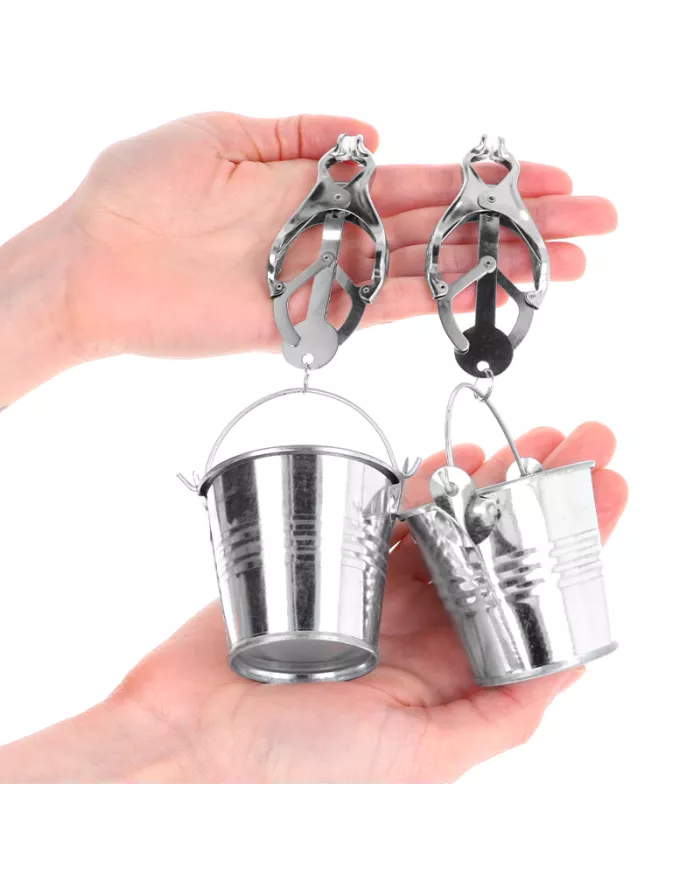 KINK - PINCES À SEINS TRÈFLE JAPONAIS AVEC SEAU ARGENT