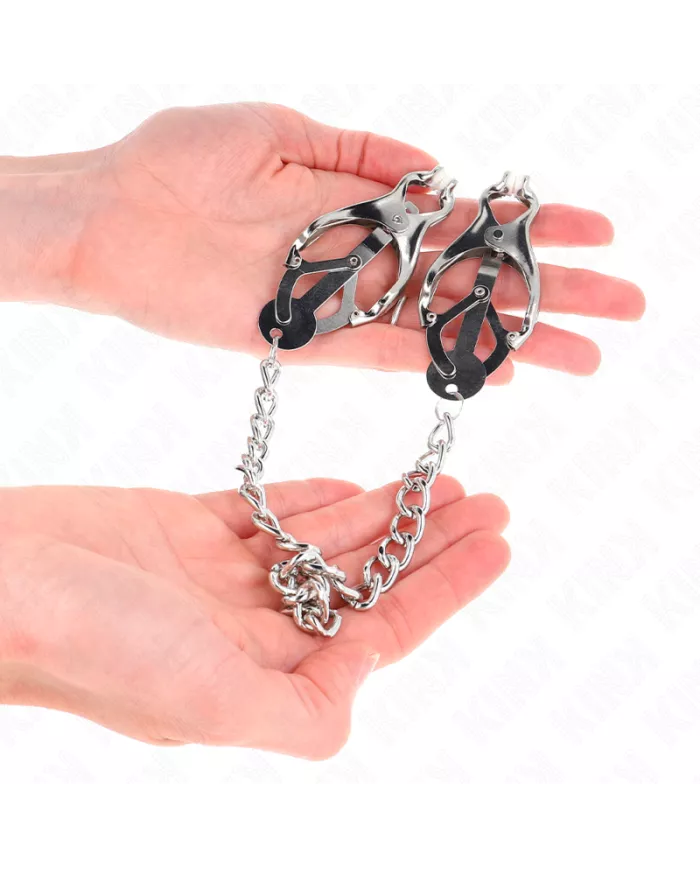 KINK - PINCES À METELLES TRÈFLE JAPONAIS AVEC CHAÎNE ARGENT 30 CM