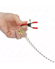 KINK - PINCES À TAMELON ET CLITO BELL TRIPLE ROUGE AVEC CHAINE 30 CM