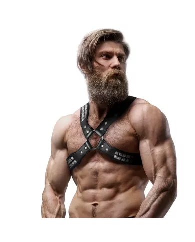FETISH SUBMISSIVE ATTITUDE - HARNAIS EN CUIR ÉCOLOGIQUE POUR HOMMES  POITRINE CROISÉE AVEC RIVETS FETISH SUBMISSIVE ATTITUDE - HARNAIS EN CUIR ÉCOLOGIQUE POUR HOMMES  POITRINE CROISÉE AVEC RIVETS