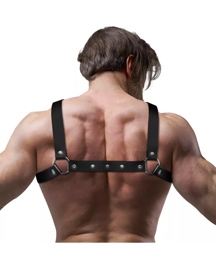 FETISH SUBMISSIVE ATTITUDE - HARNAIS DE POITRINE RÉGLABLE EN ÉCO-CUIR POUR HOMMES AVEC CROIX BULLDOG