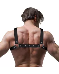 FETISH SUBMISSIVE ATTITUDE - HARNAIS DE POITRINE RÉGLABLE EN ÉCO-CUIR POUR HOMMES AVEC CROIX BULLDOG