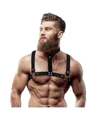 FETISH SUBMISSIVE ATTITUDE - HARNAIS DE POITRINE RÉGLABLE EN ÉCO-CUIR AVEC COLLIER POUR HOMMES