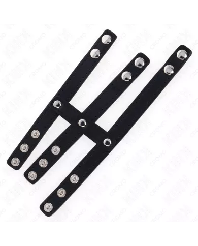 KINK - ANNEAU PÉNIS EN CUIR TRIPLE AVEC FERMETURE À PRESSION KINK - ANNEAU PÉNIS EN CUIR TRIPLE AVEC FERMETURE À PRESSION