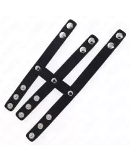 KINK - ANNEAU PÉNIS EN CUIR TRIPLE AVEC FERMETURE À PRESSION