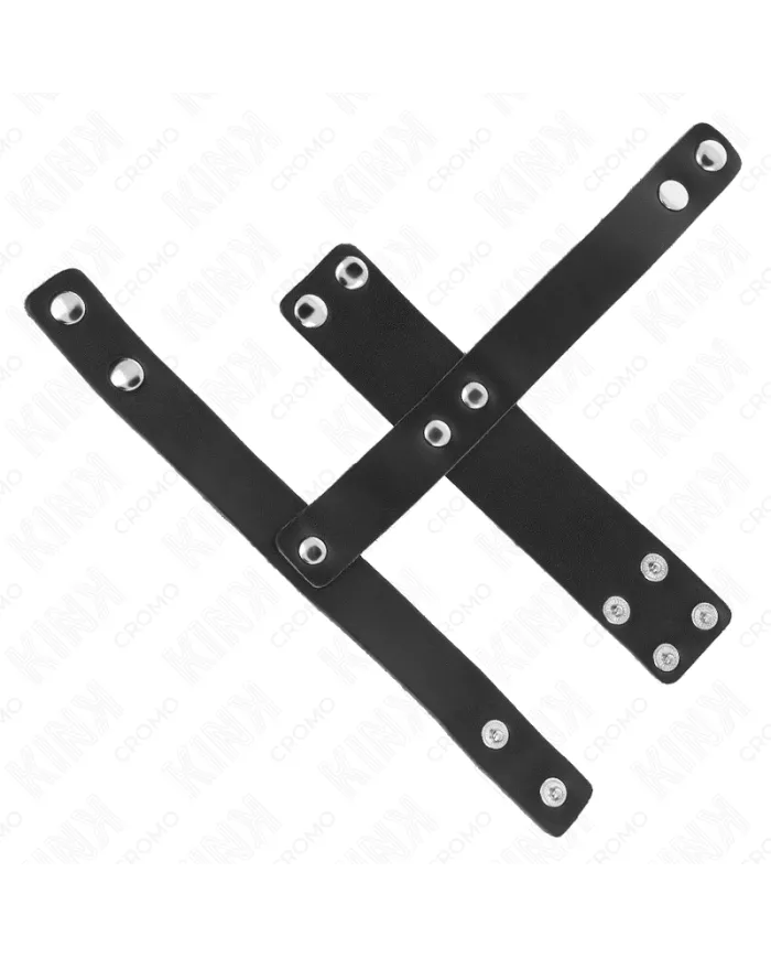 KINK - ANNEAU DE CAGE À PÉNIS EN CUIR AVEC SÉPARATEUR DE BALLES RÉGLABLE