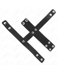 KINK - ANNEAU DE CAGE À PÉNIS EN CUIR AVEC SÉPARATEUR DE BALLES RÉGLABLE