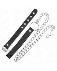 KINK - ANNEAU PÉNIS EN CUIR AVEC SANGLE 21,5 X 2 CM ET CHAÎNE EN MÉTAL 60 CM