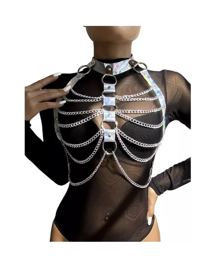 SUBBLIME - 953737 HARNAIS DE POITRINE AVEC ANNEAUX ET CHAÎNES ARGENT TAILLE UNIQUE