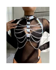 SUBBLIME - 953737 HARNAIS DE POITRINE AVEC ANNEAUX ET CHAÎNES ARGENT TAILLE UNIQUE