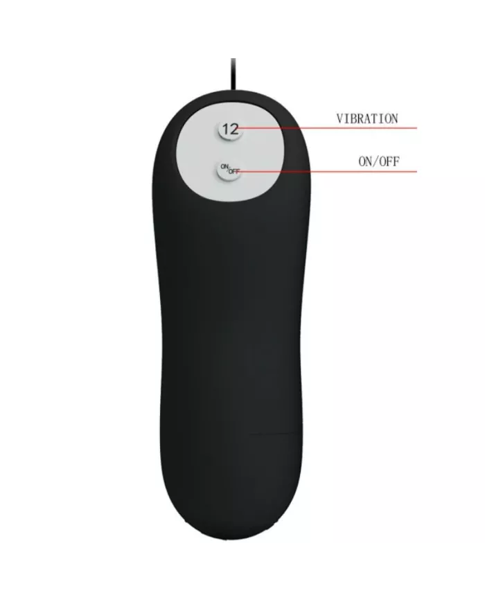 PRETTY LOVE - PLUG ANAL EN SILICONE 12 MODES DE VIBRATION NOIR