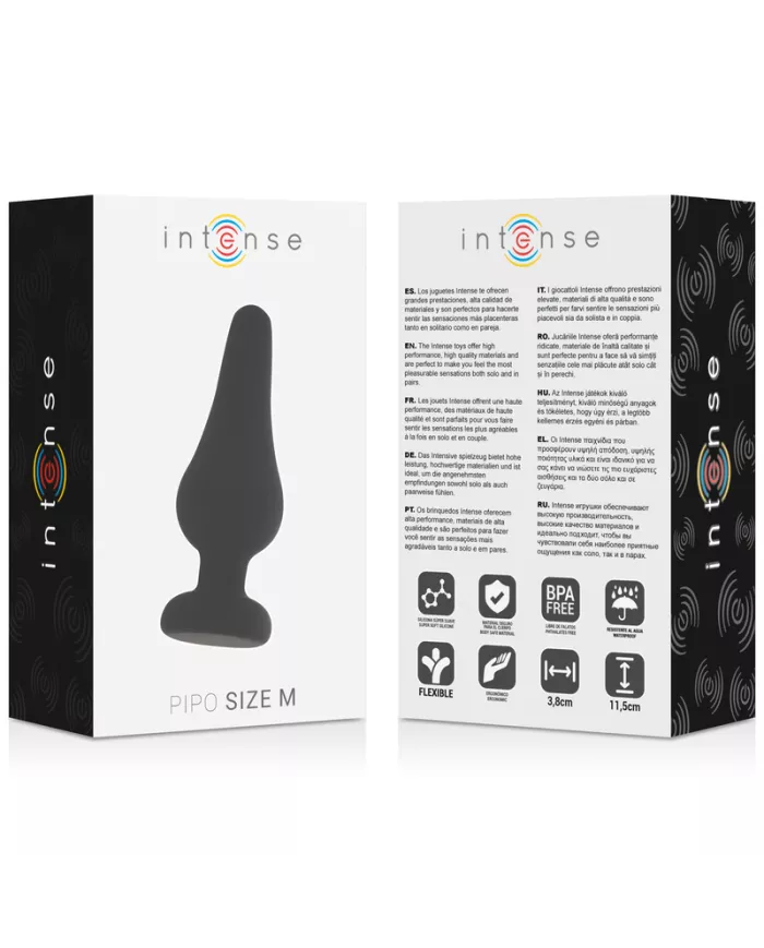 INTENSE - PLUG ANAL PIPO M SILICONE NOIR 11 CM INTENSE - PLUG ANAL PIPO M SILICONE NOIR 11 CM