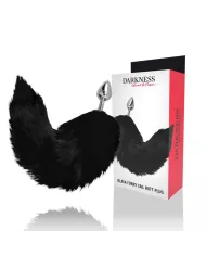 DARKNESS - PLUG ANAL ARGENT 8 CM AVEC QUEUE NOIRE DARKNESS - PLUG ANAL ARGENT 8 CM AVEC QUEUE NOIRE