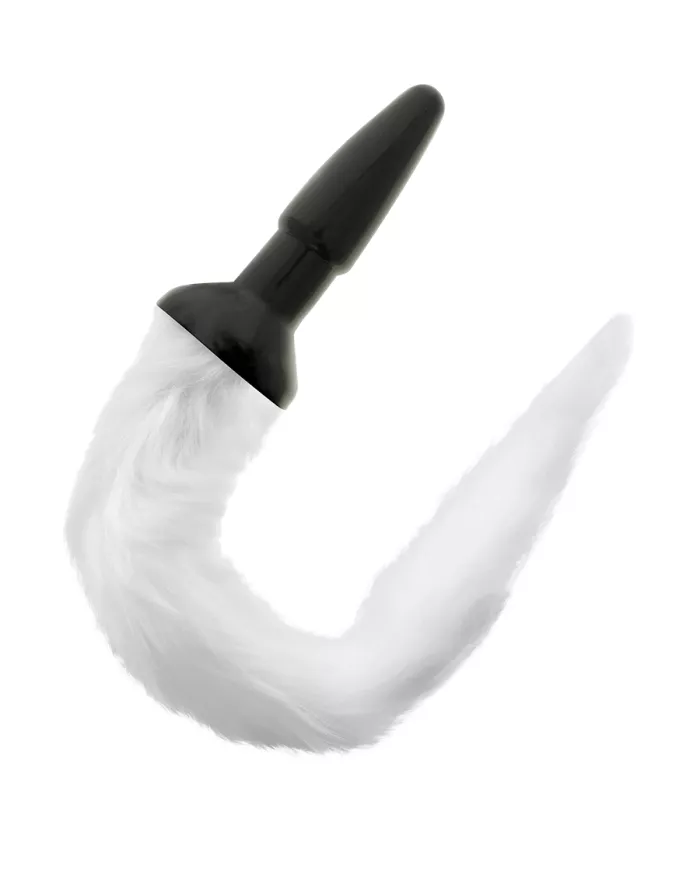 DARKNESS - PLUG ANAL EN SILICONE AVEC QUEUE BLANCHE DARKNESS - PLUG ANAL EN SILICONE AVEC QUEUE BLANCHE