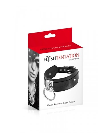 Collier BDSM large avec anneau - Fetish Tentation