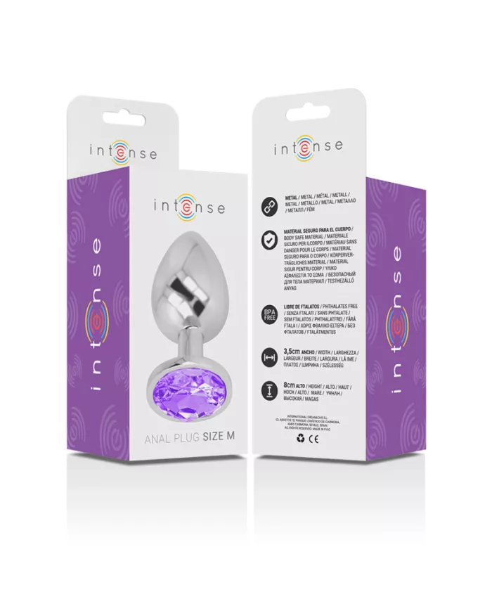 INTENSE - PLUG ANAL EN MÉTAL ALUMINIUM AVEC CRISTAL VIOLET TAILLE M