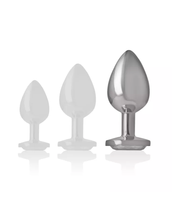 INTENSE - PLUG ANAL EN MÉTAL ALUMINIUM AVEC CRISTAL DARGENT TAILLE L