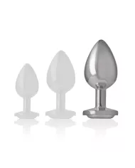 INTENSE - PLUG ANAL EN MÉTAL ALUMINIUM AVEC CRISTAL DARGENT TAILLE L