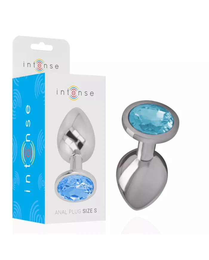 INTENSE - PLUG ANAL EN MÉTAL ALUMINIUM AVEC CRISTAL BLEU TAILLE S