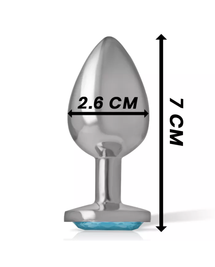 INTENSE - PLUG ANAL EN MÉTAL ALUMINIUM AVEC CRISTAL BLEU TAILLE S