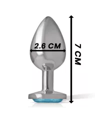 INTENSE - PLUG ANAL EN MÉTAL ALUMINIUM AVEC CRISTAL BLEU TAILLE S