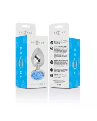 INTENSE - PLUG ANAL EN MÉTAL ALUMINIUM AVEC CRISTAL BLEU TAILLE S