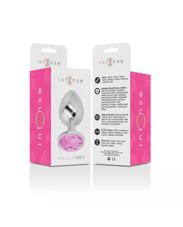 INTENSE - PLUG ANAL EN MÉTAL ALUMINIUM AVEC CRISTAL ROSE TAILLE S