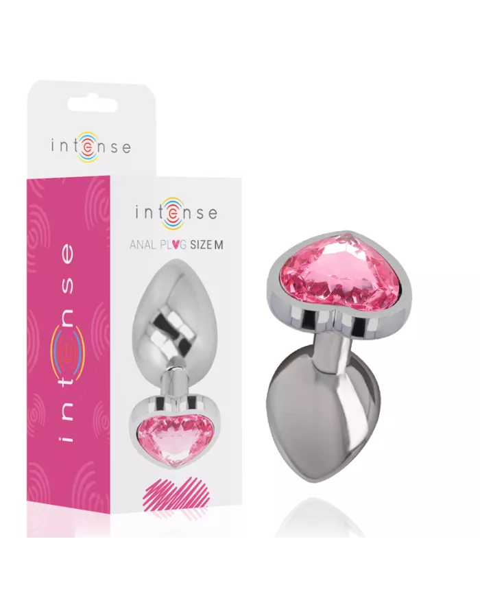 INTENSE - PLUG ANAL EN MÉTAL ALUMINIUM COEUR ROSE TAILLE M
