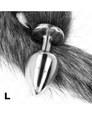 KINK - PLUG ANAL TAILLE L 10 X 4 CM AVEC QUEUE SYNTHÉTIQUE 40 CM GRIS