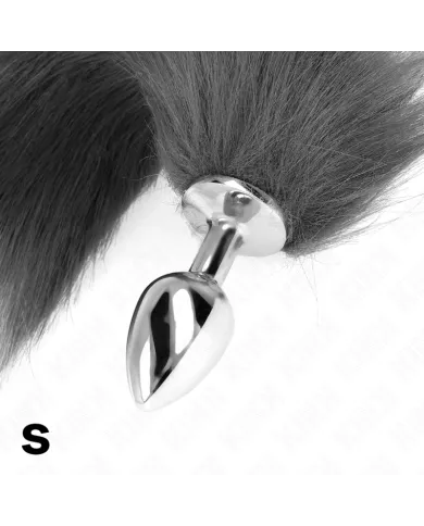 KINK - PLUG ANAL TAILLE S 7 X 3 CM AVEC QUEUE SYNTHÉTIQUE 40 CM GRIS ET BLANC KINK - PLUG ANAL TAILLE S 7 X 3 CM AVEC QUEUE SYNTHÉTIQUE 40 CM GRIS ET BLANC