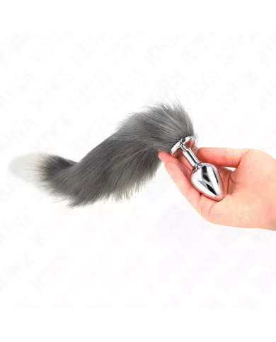KINK - PLUG ANAL TAILLE M 8 X 3,5 CM AVEC QUEUE SYNTHÉTIQUE 40 CM GRIS ET BLANC KINK - PLUG ANAL TAILLE M 8 X 3,5 CM AVEC QUEUE SYNTHÉTIQUE 40 CM GRIS ET BLANC