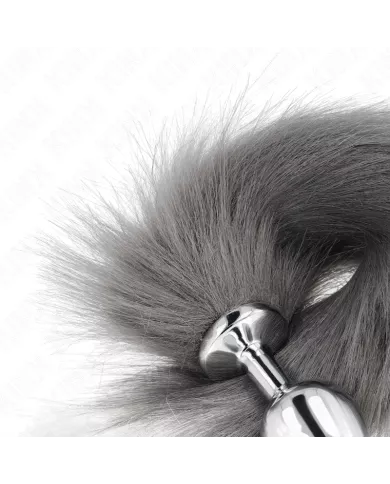 KINK - PLUG ANAL TAILLE M 8 X 3,5 CM AVEC QUEUE SYNTHÉTIQUE 40 CM GRIS ET BLANC KINK - PLUG ANAL TAILLE M 8 X 3,5 CM AVEC QUEUE SYNTHÉTIQUE 40 CM GRIS ET BLANC