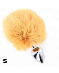 KINK - BOUCHON EN ACIER INOXYDABLE 7 x 3 CM AVEC QUEUE DE LAPIN EN FAUSSE FOURRURE BEIGE 8 CM