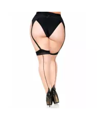 LEG AVENUE - PLUS LYCRA SHEER 2 TONS CUISSES HAUTES AVEC COUTURE ARRIÈRE ET TALON CUBAIN LEG AVENUE - PLUS LYCRA SHEER 2 TONS CUISSES HAUTES AVEC COUTURE ARRIÈRE ET TALON CUBAIN