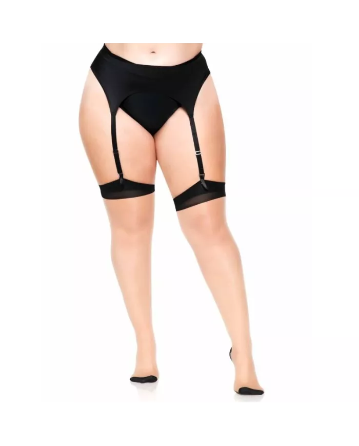 LEG AVENUE - PLUS LYCRA SHEER 2 TONS CUISSES HAUTES AVEC COUTURE ARRIÈRE ET TALON CUBAIN LEG AVENUE - PLUS LYCRA SHEER 2 TONS CUISSES HAUTES AVEC COUTURE ARRIÈRE ET TALON CUBAIN