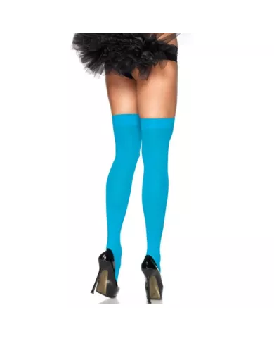 LEG AVENUE - CUISSES HAUTES EN NYLON BLEU