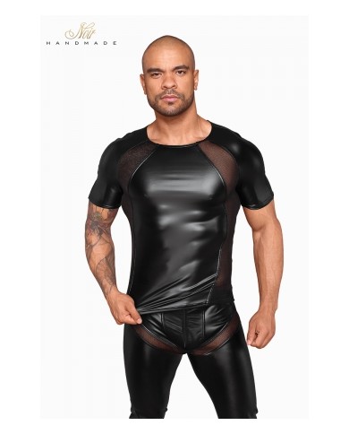 T-shirt wetlook et filet H056