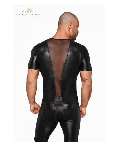 T-shirt wetlook et filet H056