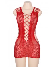 Robe rouge moulante ajourée filet Paris Hollywood
