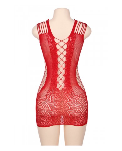 Robe rouge moulante ajourée filet Paris Hollywood