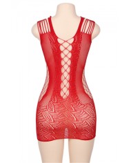 Robe rouge moulante ajourée filet Paris Hollywood