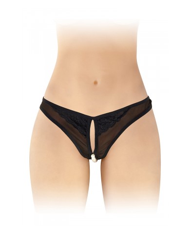 String ouvert avec perles Sophie - noir
