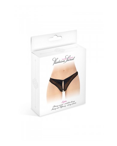 String ouvert avec perles Sophie - noir